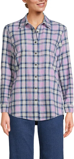 Lands' End Blake Shelton x Women's Flannel Boyfriend Fit Long Sleeve Shirt