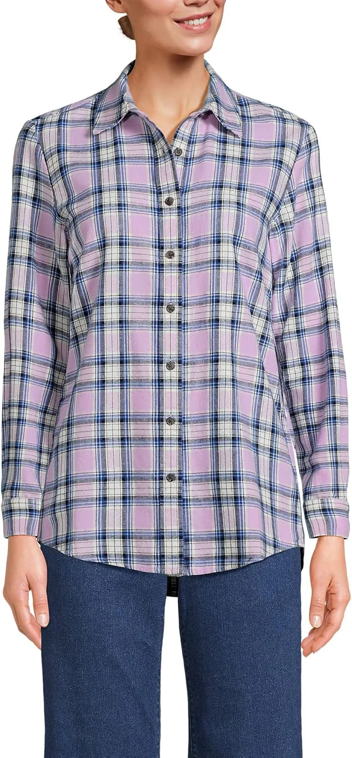Lands' End Blake Shelton x Women's Flannel Boyfriend Fit Long Sleeve Shirt