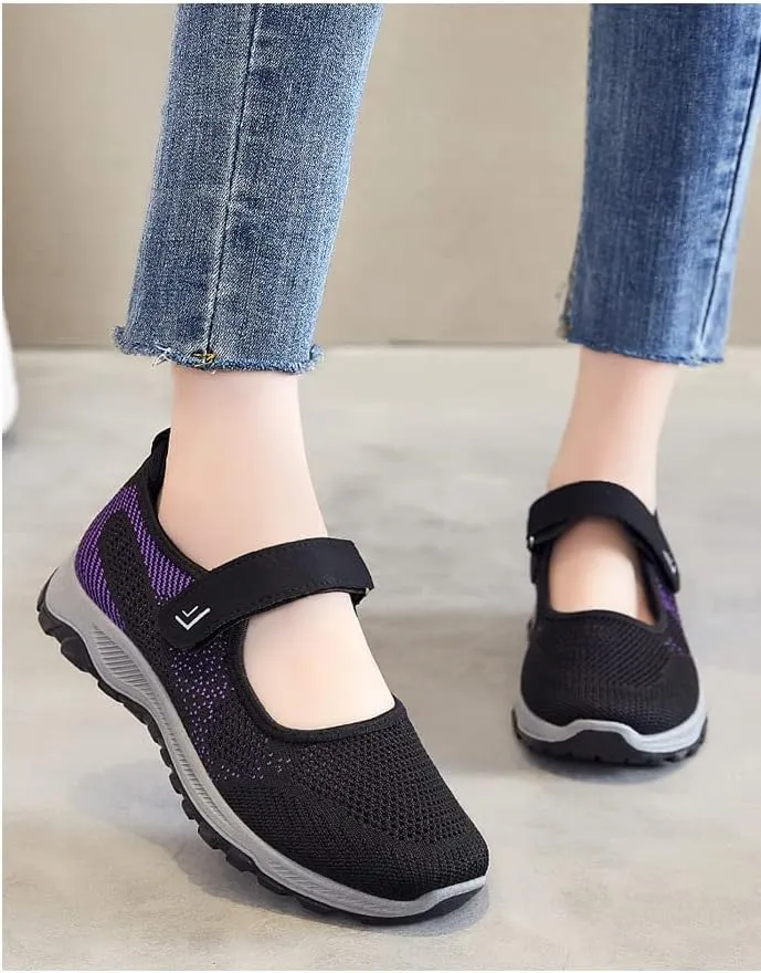 Lightweight Breathable Women's Mary Jane Flats - Summer Cutout Design Mesh Walking Shoes for Casual Comfortable Sneakers