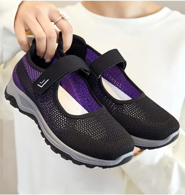 Lightweight Breathable Women's Mary Jane Flats - Summer Cutout Design Mesh Walking Shoes for Casual Comfortable Sneakers