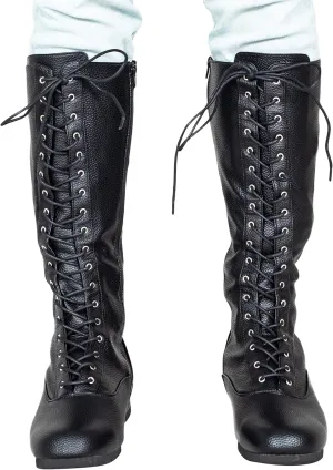 Matte Black Wrestling Boots Halloween Costume Cosplay