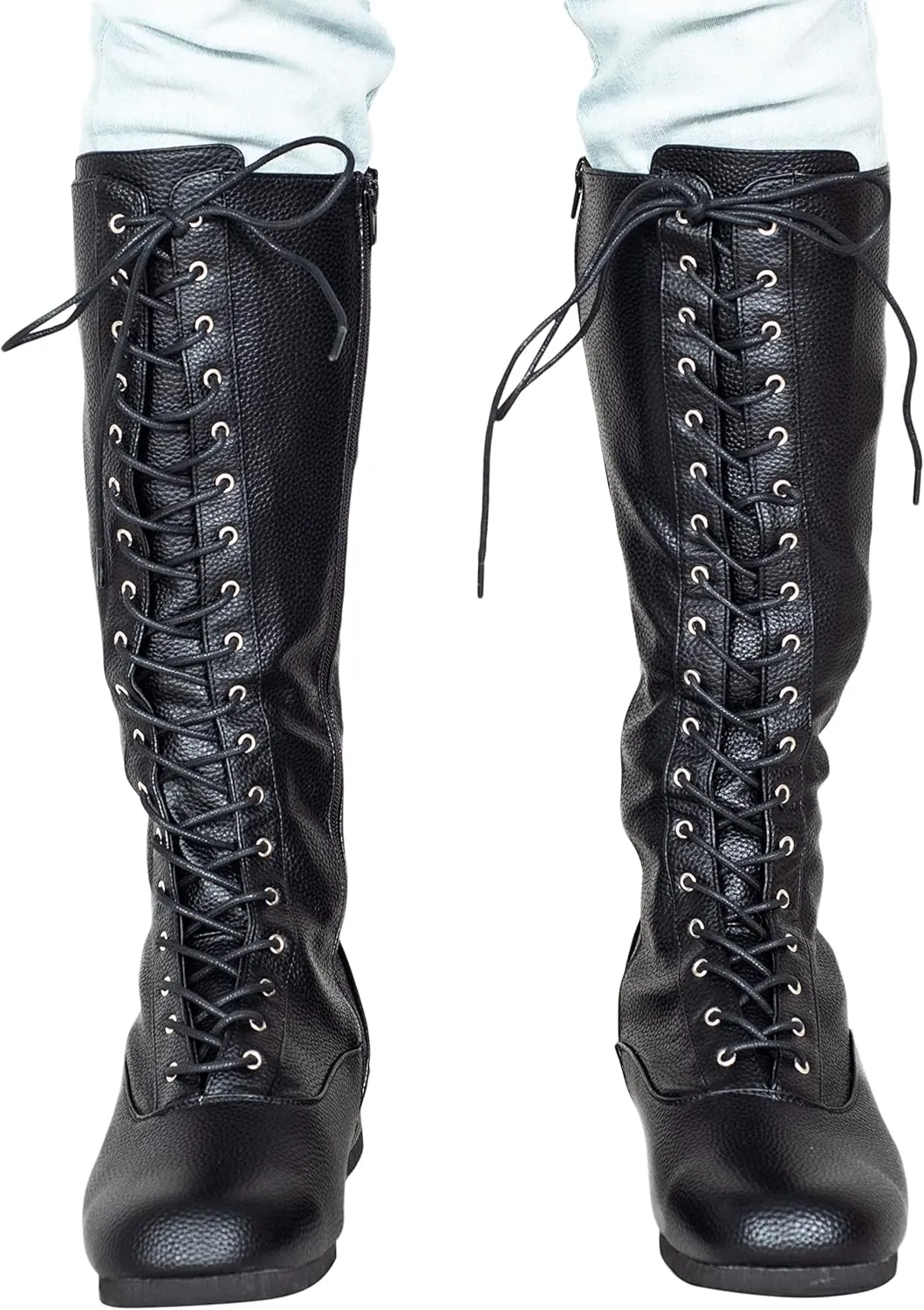 Matte Black Wrestling Boots Halloween Costume Cosplay