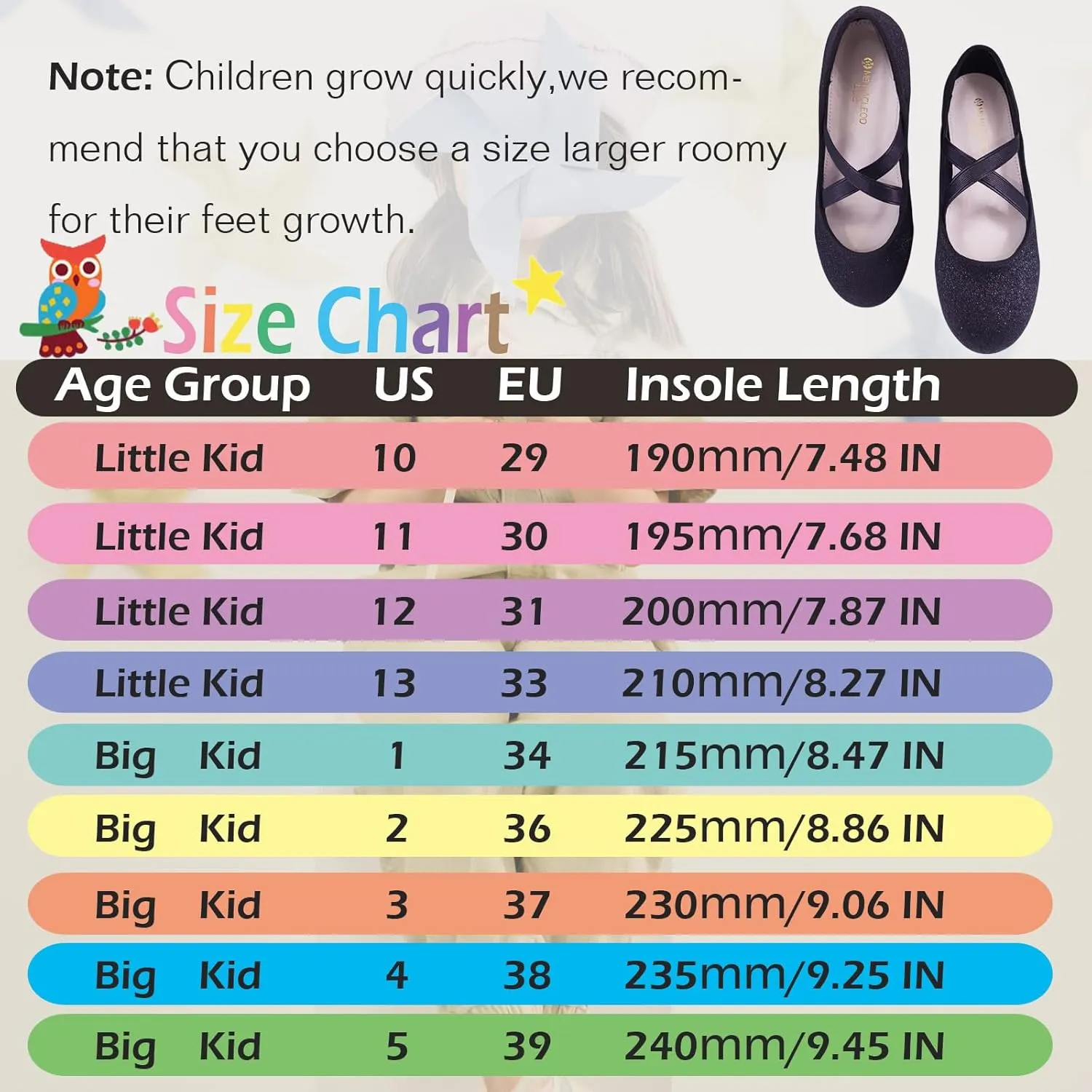 Mei MACLEOD Girls Ballet Flats Glitter Mary Jane Dress Shoes Ballerina