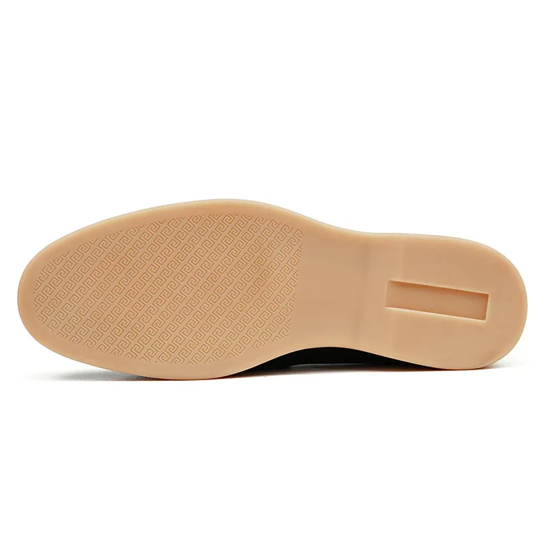 Men's Loafers - Textured Suede & Tassel Accent
