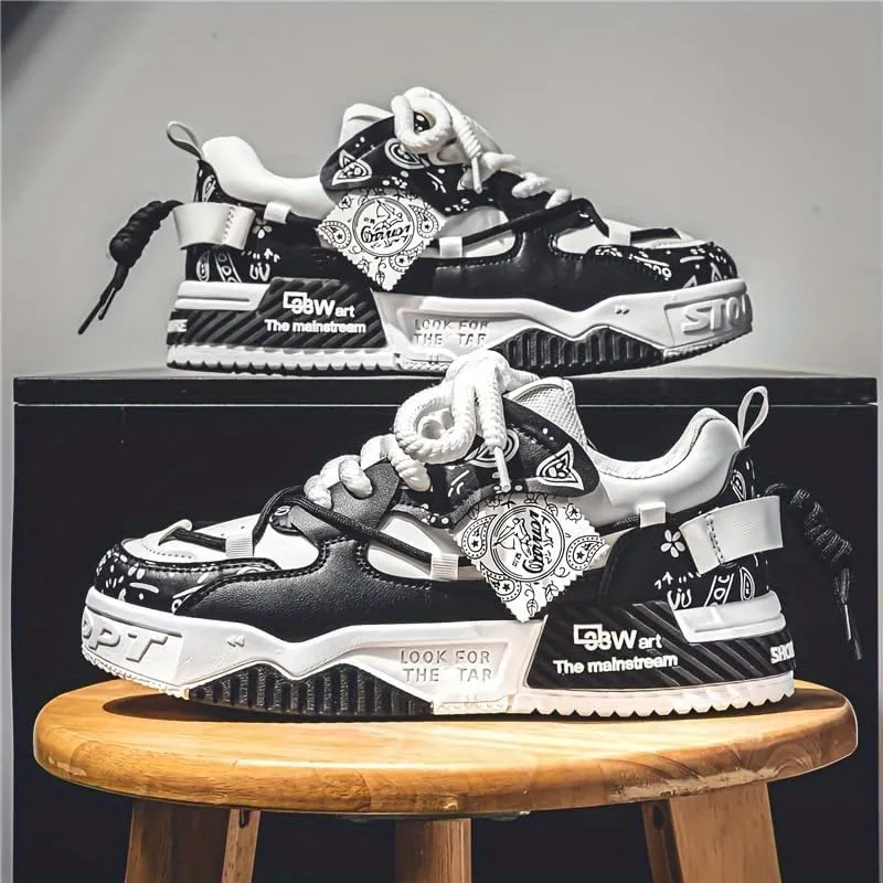 Men's mid-Help Casual PU Sneakers Street Retro Style Outdoor Activities