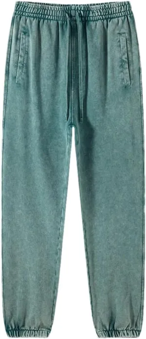Men's Retro Cotton Sweatpants Elastic Waist Loose Fit Heavy Weight Casual Joggers Pants