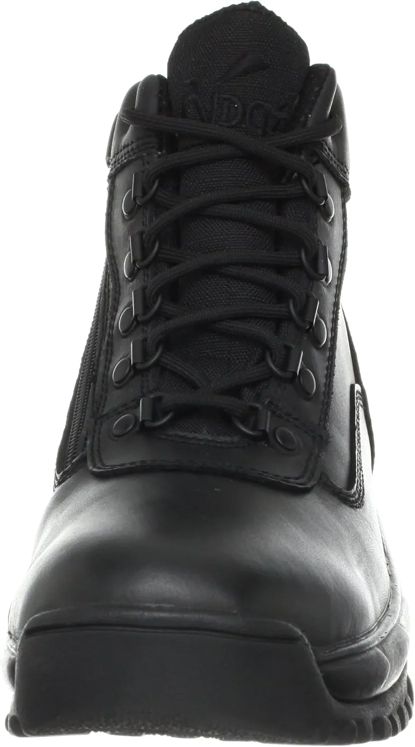 Men’s Tactical Waterproof Work Boots Air-Tac Mid 6” with Zipper - Oil & Slip Resistant Black Leather Boots