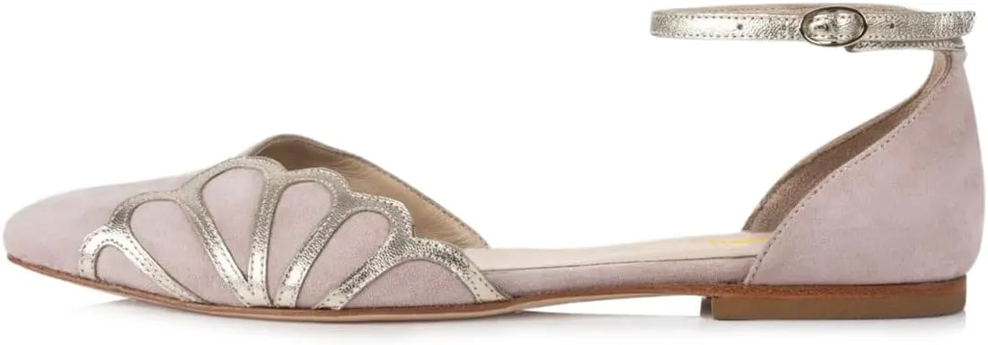 Milooey shoes Women's Casual Pointed Toe Ballet Flats Chunky Low Heels D'Orsay Flat Comfort Ankle Strap Shoes Size 4-16 US