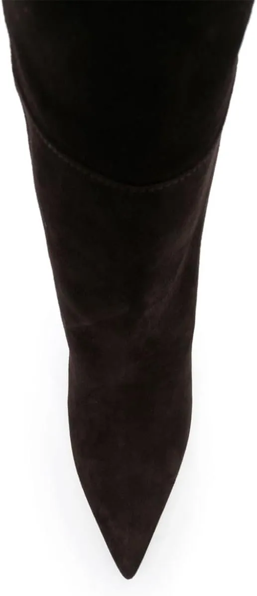 Milooey shoes Women's Pointed Toe Knee High Boots Sexy Stiletto High Heel Long Boots Button Pull On Fall Winter Warm Shoes Size 4-16 Us