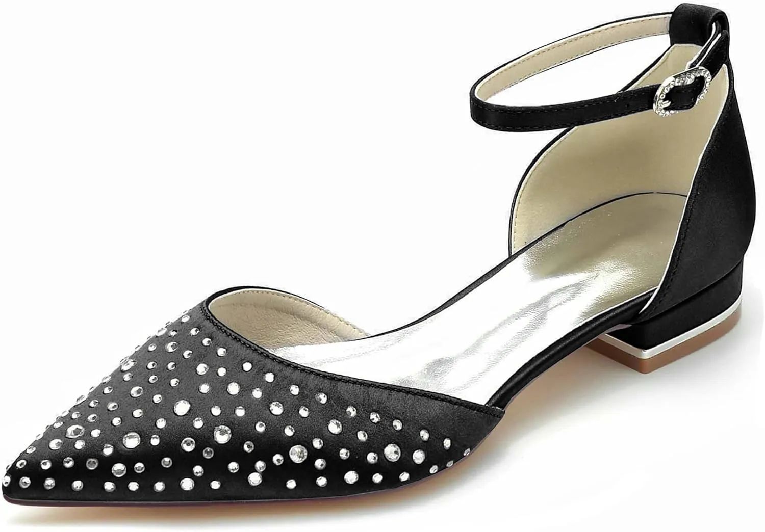Minishion Womens Girls Party Flats Crystals Beaded Pointed Wedding Evenihg Pumps Shoes BR244