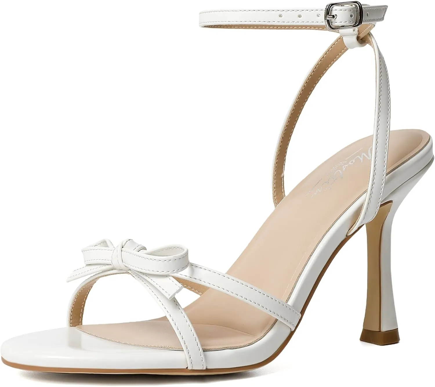 Mostrin Strappy Heels for Women Lace Up Ankle Strap Round Open Toe Stiletto High Heels Women's Heeled Sandals for Prom, Party, Daily
