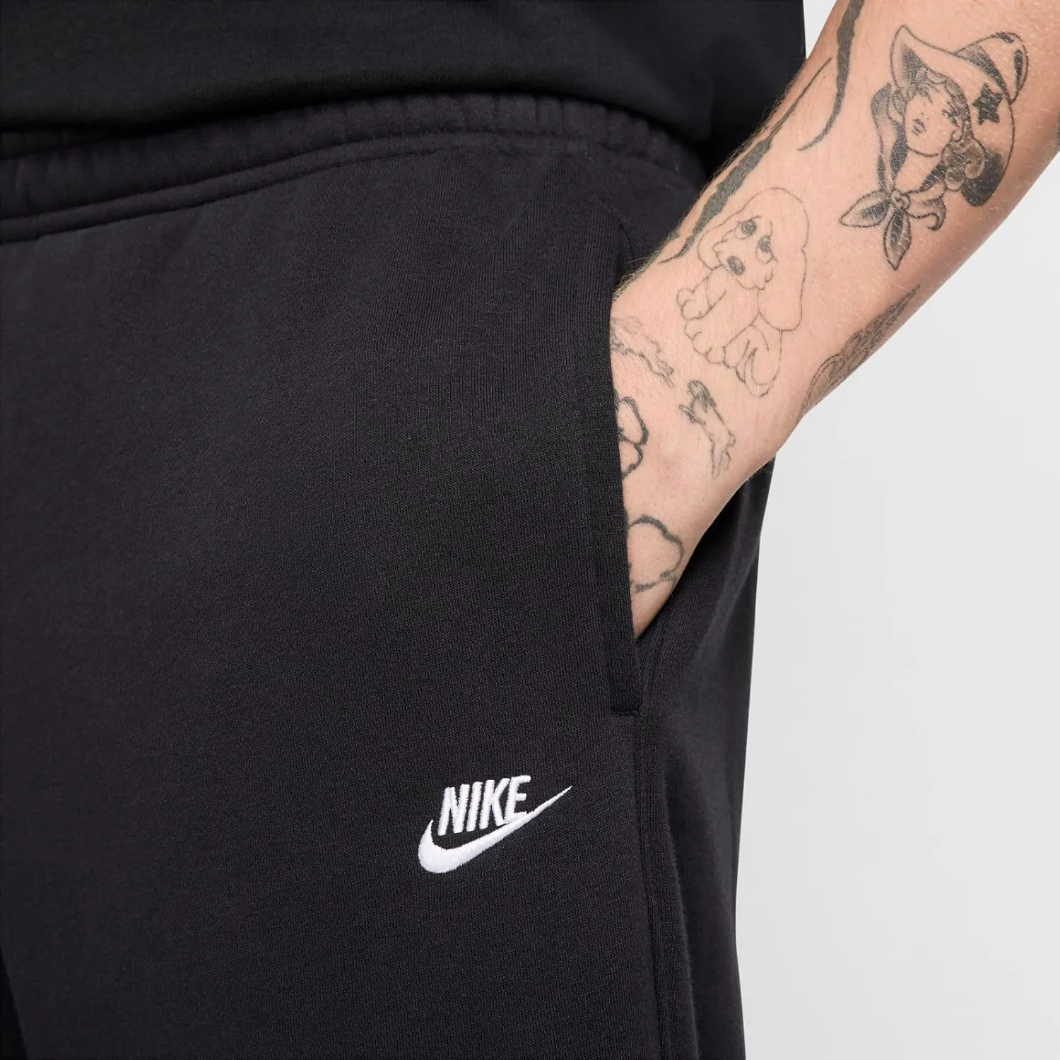 Nike Club Men's Fleece Bungee Pants (FZ0809-010, Black/Black/White)