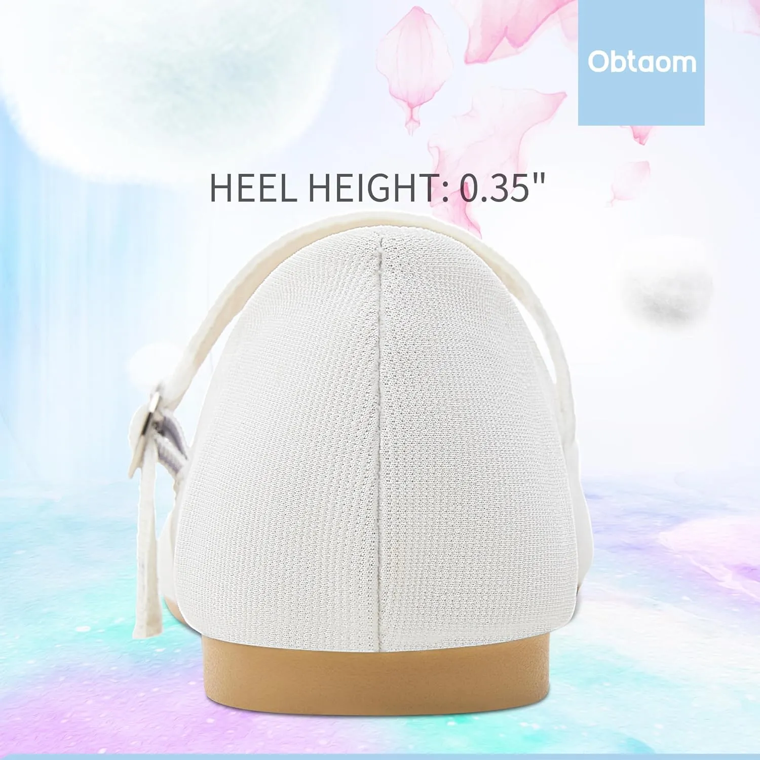 Obtaom Mary Jane Flat Shoes Round Toe Ballet Flats for Women Dressy Fabric Business Flats Comfortable Classic Strap Flats for Office