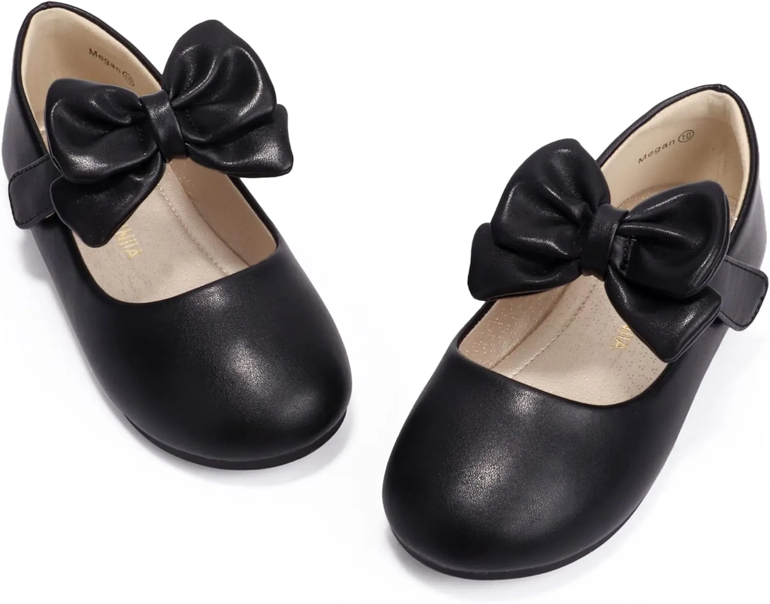 PANDANINJIA Toddler/Little Kid Girl's Angela Dress Mary Jane Ballet Flats Bow Flower Girl Wedding Party Ballerina Flat Shoes