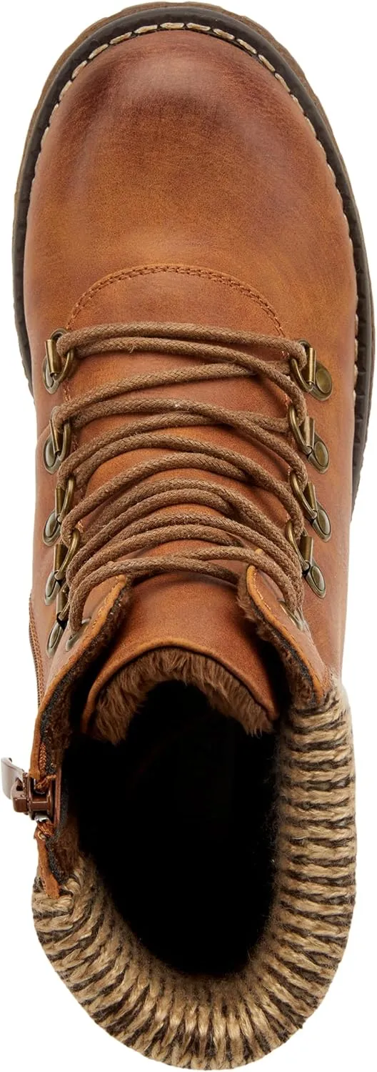 PATRIZIA Spring Step Clarris Lace-Up Booties for Women - Ladies Boots with Cozy Faux Fur Lining - Tonal Stitching Ankle Boots for Womens