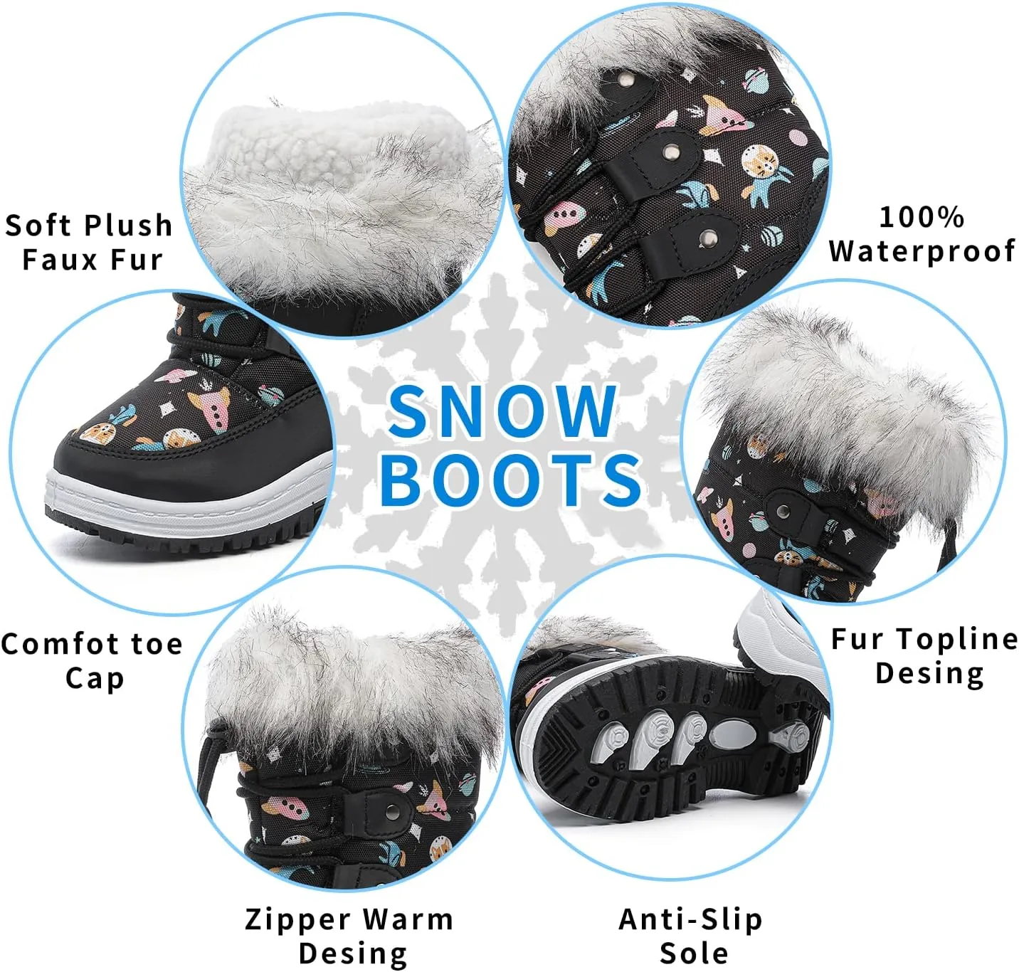 peggy piggy Boy's Girl's Winter Boots Outdoor Waterproof Cold Weather Snow Boots Warm Shoes(Toddler/Little Kid)