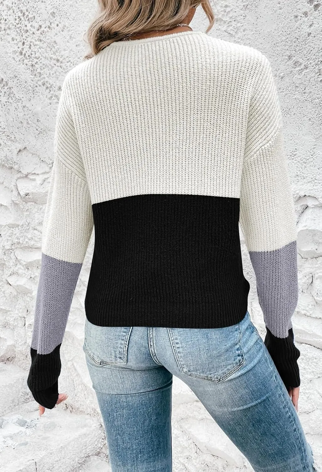 Pink Queen Women's 2024 Casual Pullover Sweaters Sexy V Neck Long Sleeve Twist Knot Cropped Knit Sweater Tops