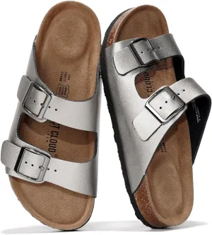 Project Cloud Genuine Leather Flat Sandals Women Beach Essentials Womens Sandals Memory Foam Vacation Essentials Slides for Women Footwear (Venita)