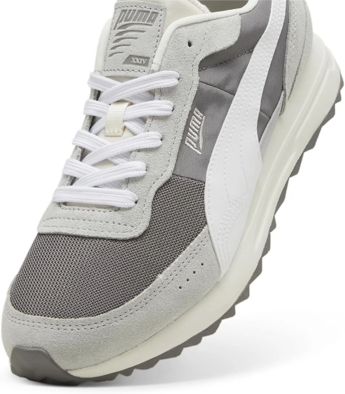 PUMA Men's Road Rider Shoes, Cast Iron-White, 9.5