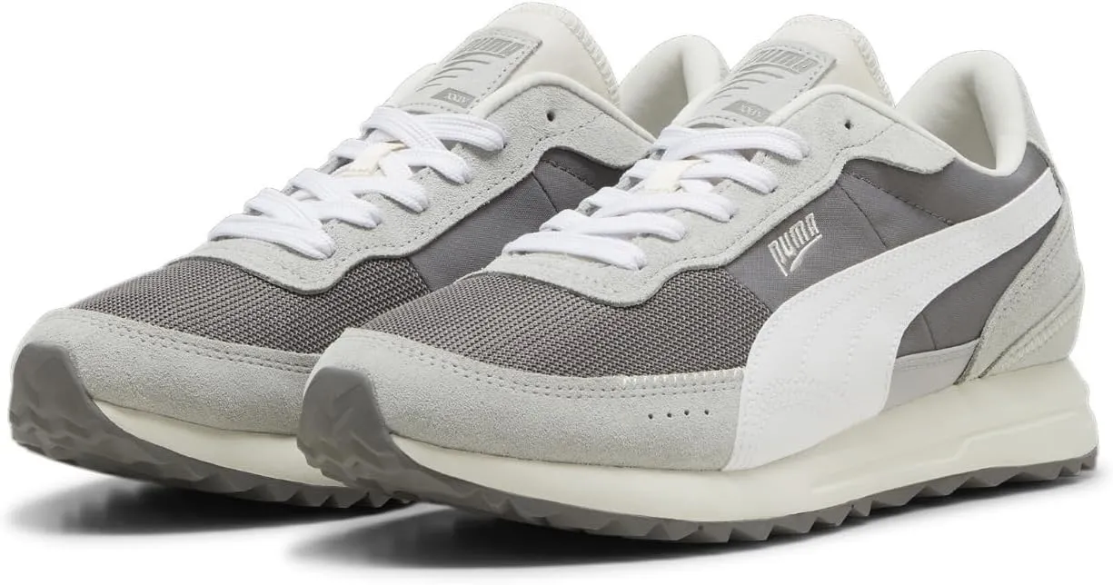 PUMA Men's Road Rider Shoes, Cast Iron-White, 9.5