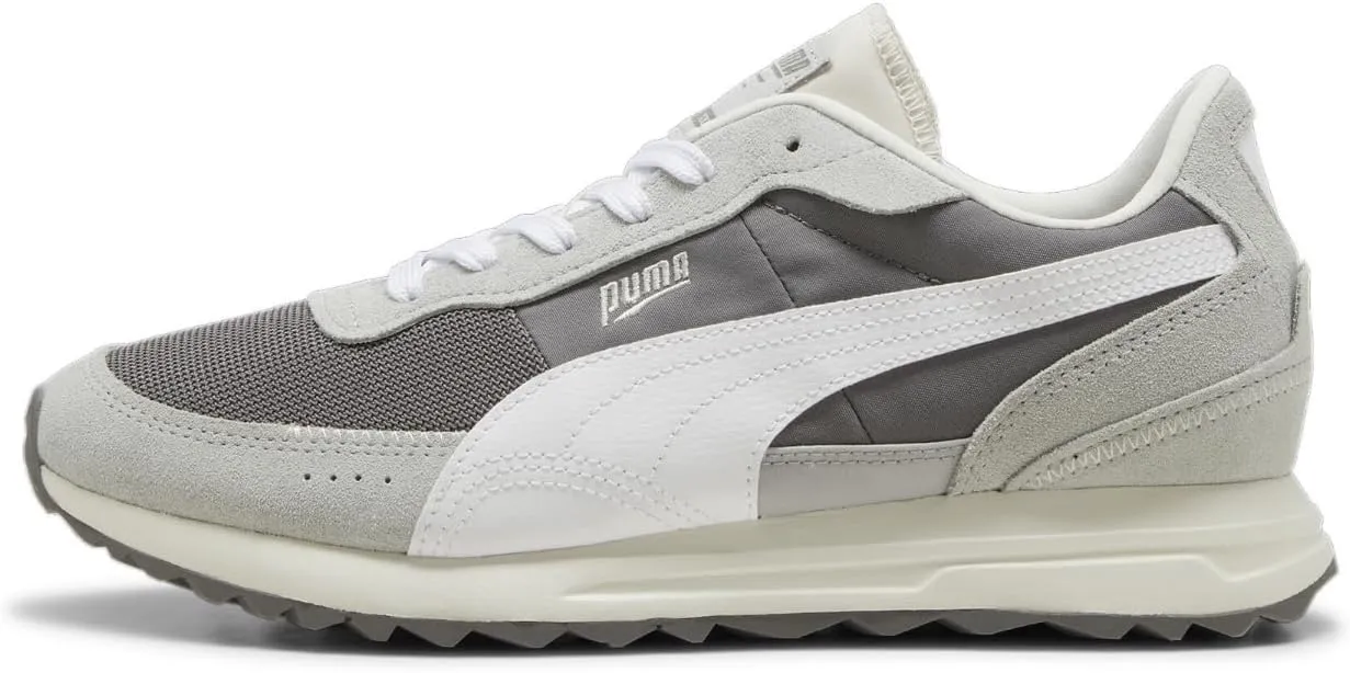 PUMA Men's Road Rider Shoes, Cast Iron-White, 9.5