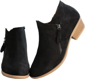 Purubylley Womens Wedge Ankle Boots Round Head Braided Fringe Western Heeled Fall Booties Dress Shoes,Winter Warm Fashionable Western Outdoor Short Boots with Zipper