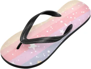 Rainbow Stripe Men's & Women's Classical Beach Rubber Sandal Flip Flop Comfortable Slipper 214B3145