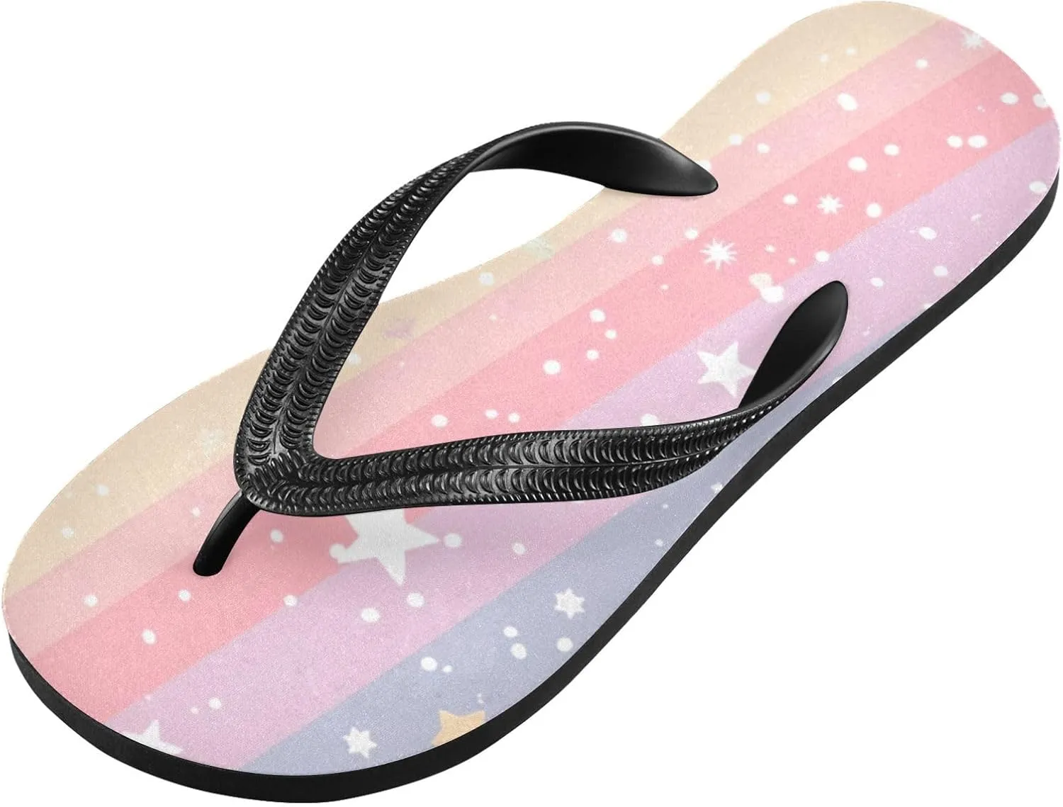 Rainbow Stripe Men's & Women's Classical Beach Rubber Sandal Flip Flop Comfortable Slipper 214B3145