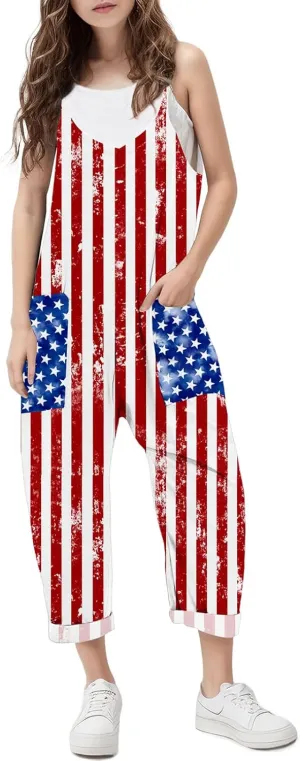RAISEVERN Jumpsuits for Girls Casual Sleeveless Loose Spaghetti Strap Summer Rompers Long Pants with Pockets