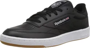 Reebok Men's Club C 85 Walking Shoe, Black/White Gum, 4 M US