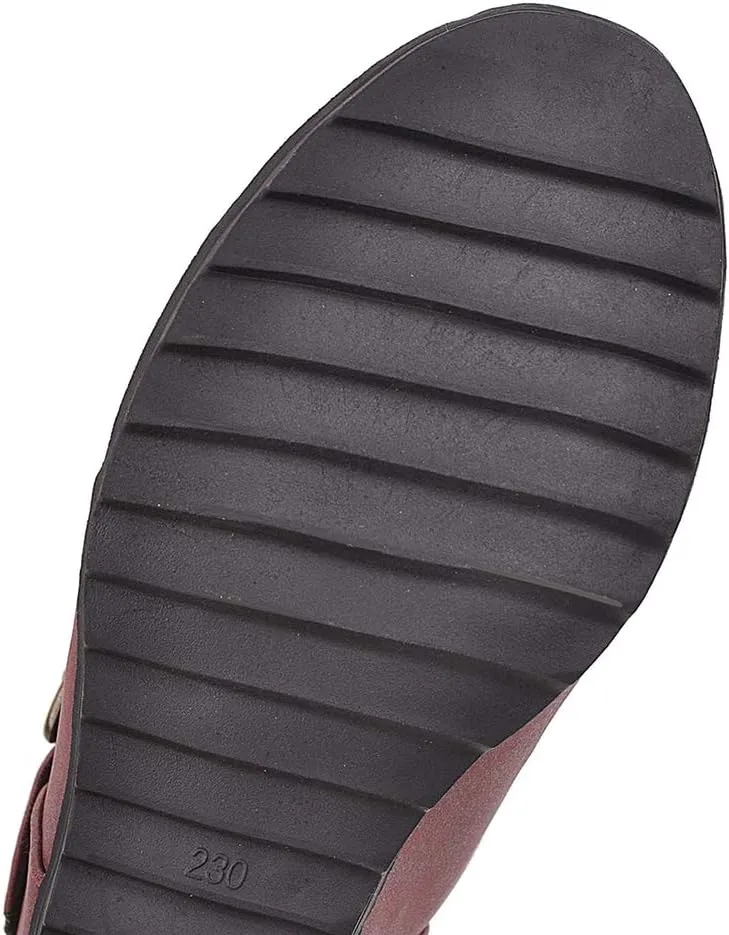 Scaoruki Women Winter Shoes Wedge Heels Slouch Boots