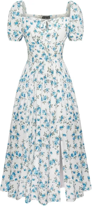 Scarlet Darkness Cottagecore Dress for Women Split Long Dress Milkmaid Corset Dresses