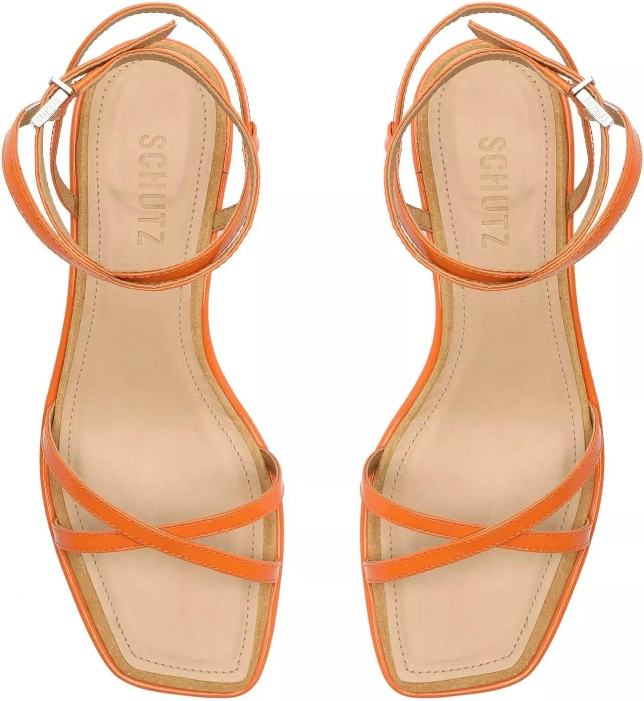 SCHUTZ Womens Narah Leather Ankle Strap Heels