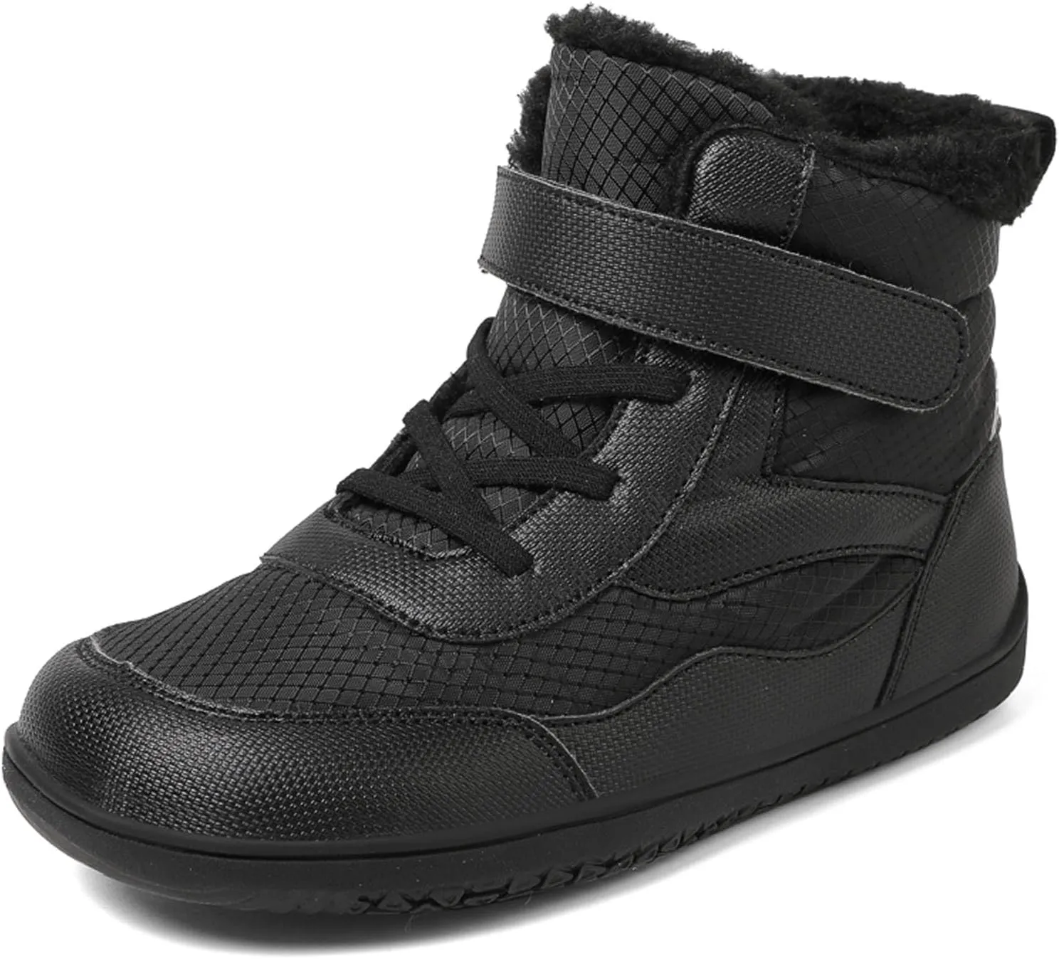 SECHRITE Toddler Barefoot Boots Girls Boys Winter Barefoot Shoes Waterproof Ankle Snow Boots High Top Outdoor Minimalist Wide Sneakers for Cold Weather Naturally Splay