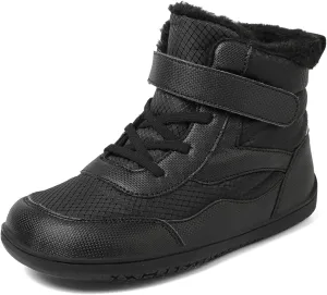 SECHRITE Toddler Barefoot Boots Girls Boys Winter Barefoot Shoes Waterproof Ankle Snow Boots High Top Outdoor Minimalist Wide Sneakers for Cold Weather Naturally Splay