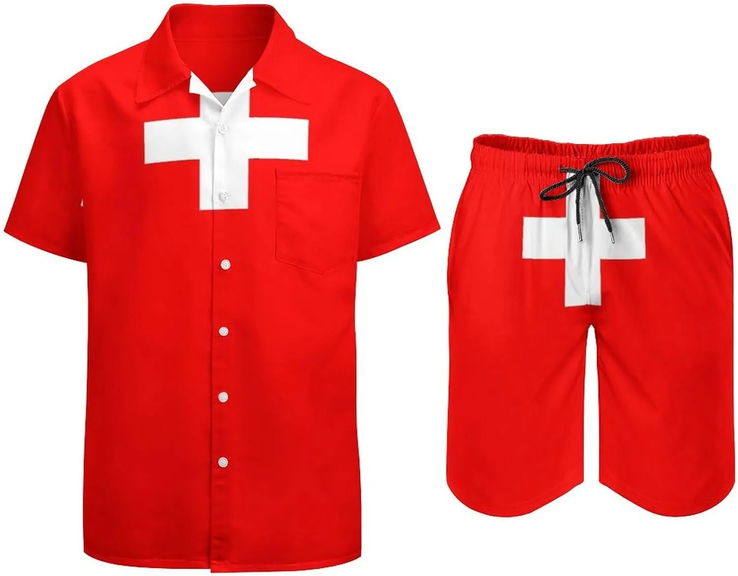 Shirt and Shorts Beach Suits for Mens Button Down Short Sleeve Shirts Set for Vacation Travel Hot Springs