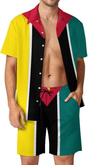 Shirt and Shorts Beach Suits for Mens Button Down Short Sleeve Shirts Set for Vacation Travel Hot Springs