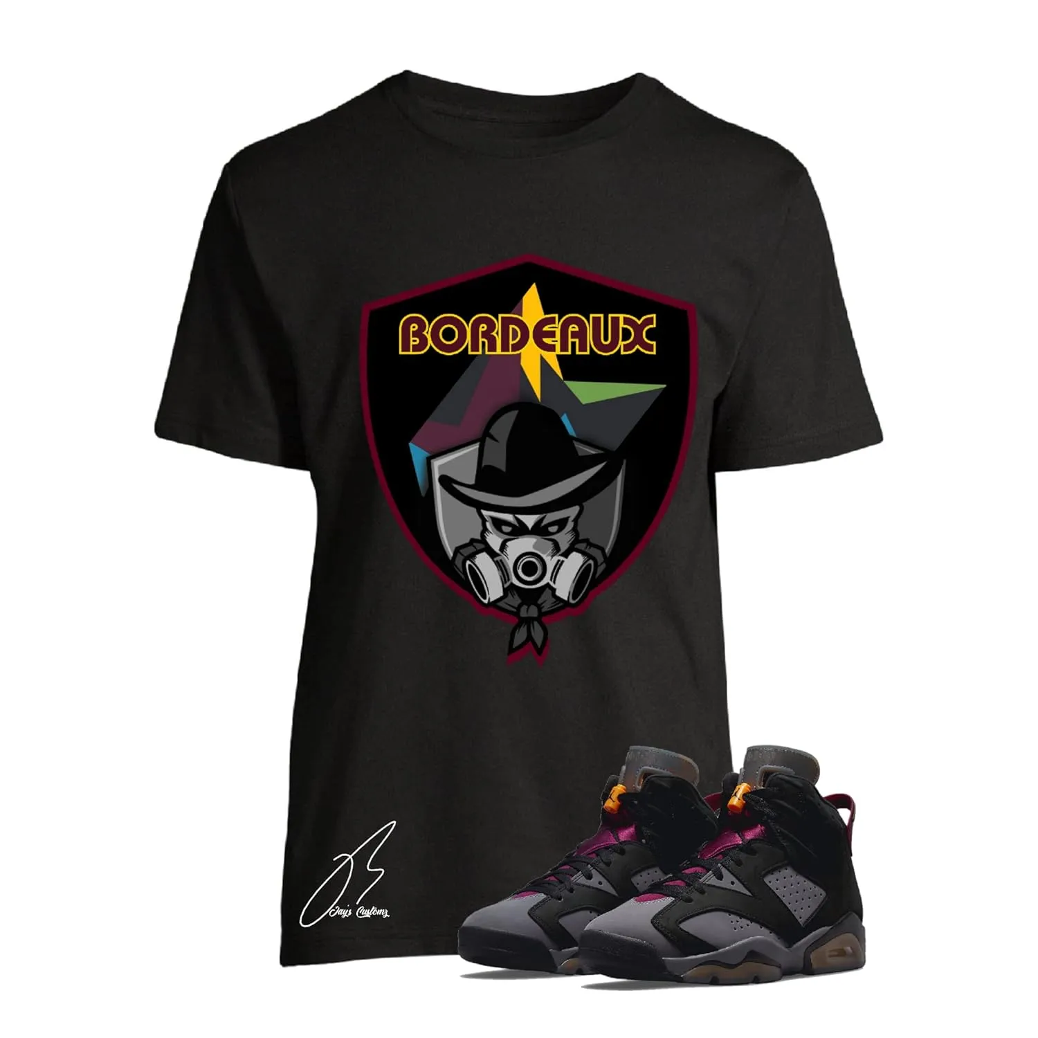 Shirt To Match Jordan Retro 6 Bordeaux Sneakers Graphic Tee (S, Black)