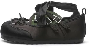 Sneakerina Ballet Sneaker Shoes for Women Girls with Bow Decorated Leather Flats Cute Casual Lightweight Running Soft Y2K Retro Non Slip Tennis & Racquet Sport Elegant Athleisure Comfortable Walking