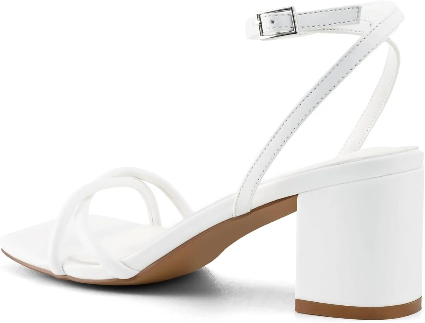 Strappy Heels for Women Block Chunky Heels Open Square Toe Ankle Strap Buckle Sandals dress party shoes