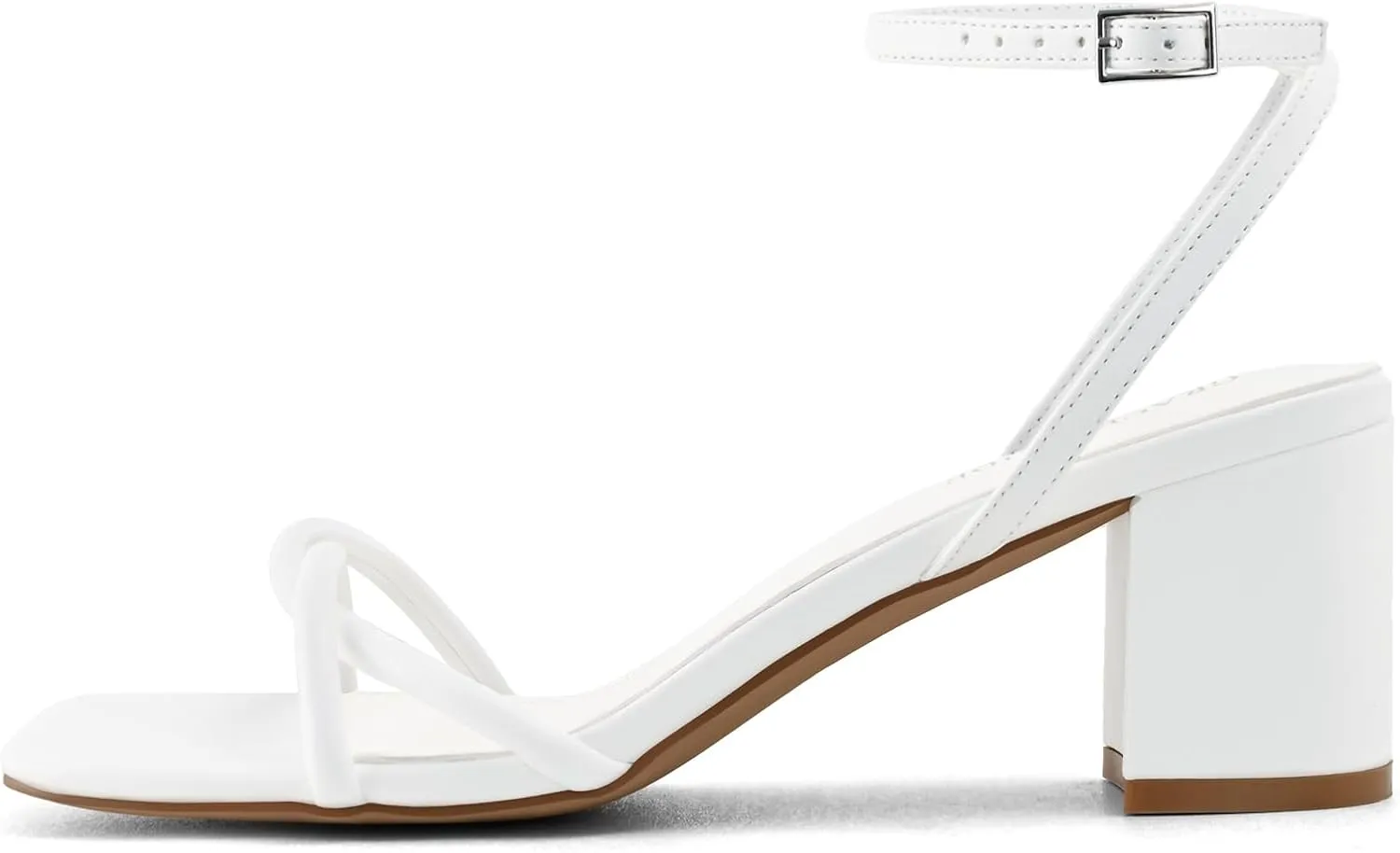 Strappy Heels for Women Block Chunky Heels Open Square Toe Ankle Strap Buckle Sandals dress party shoes