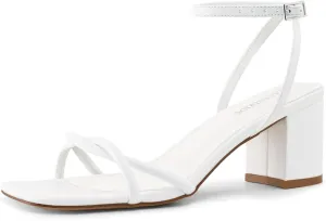 Strappy Heels for Women Block Chunky Heels Open Square Toe Ankle Strap Buckle Sandals dress party shoes