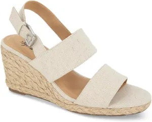 Style & Co. Womens Serennaa Canvas Wedge Sandals Beige 8.5 Medium (B,M), Natural Linen