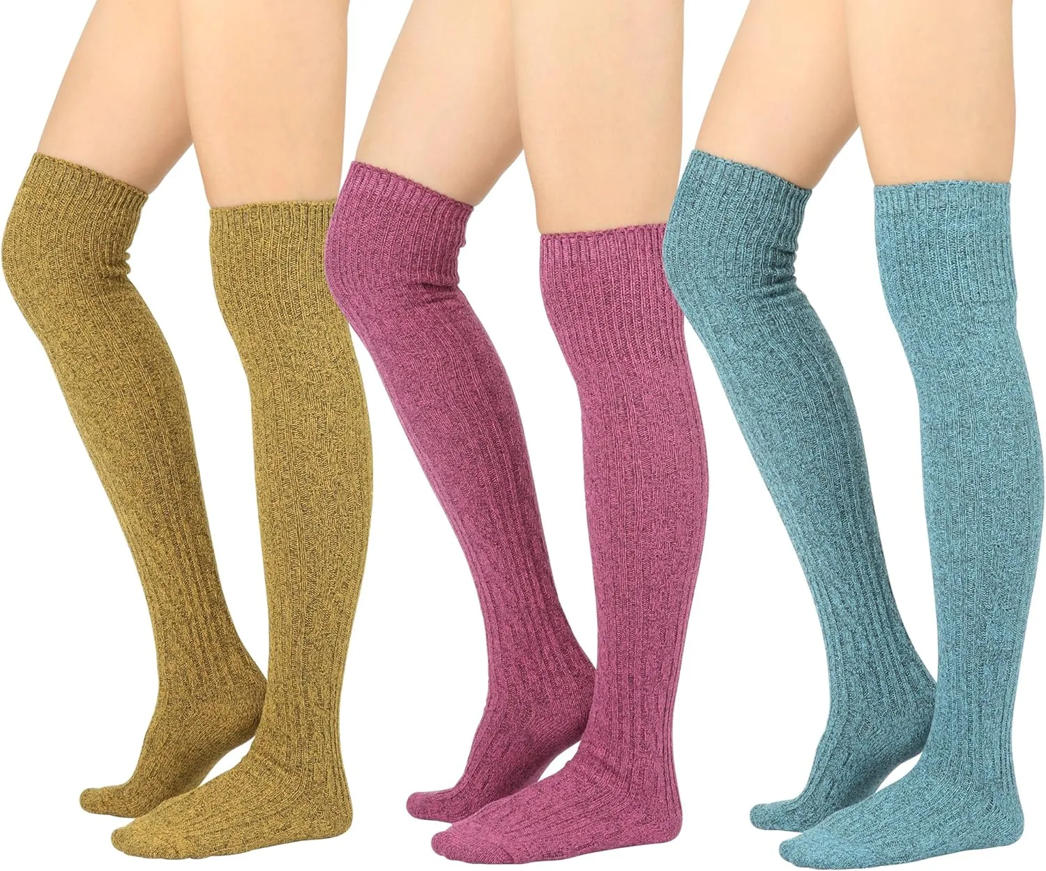 STYLEGAGA Winter Cozy Cable Knit Over The Knee High Boot Socks