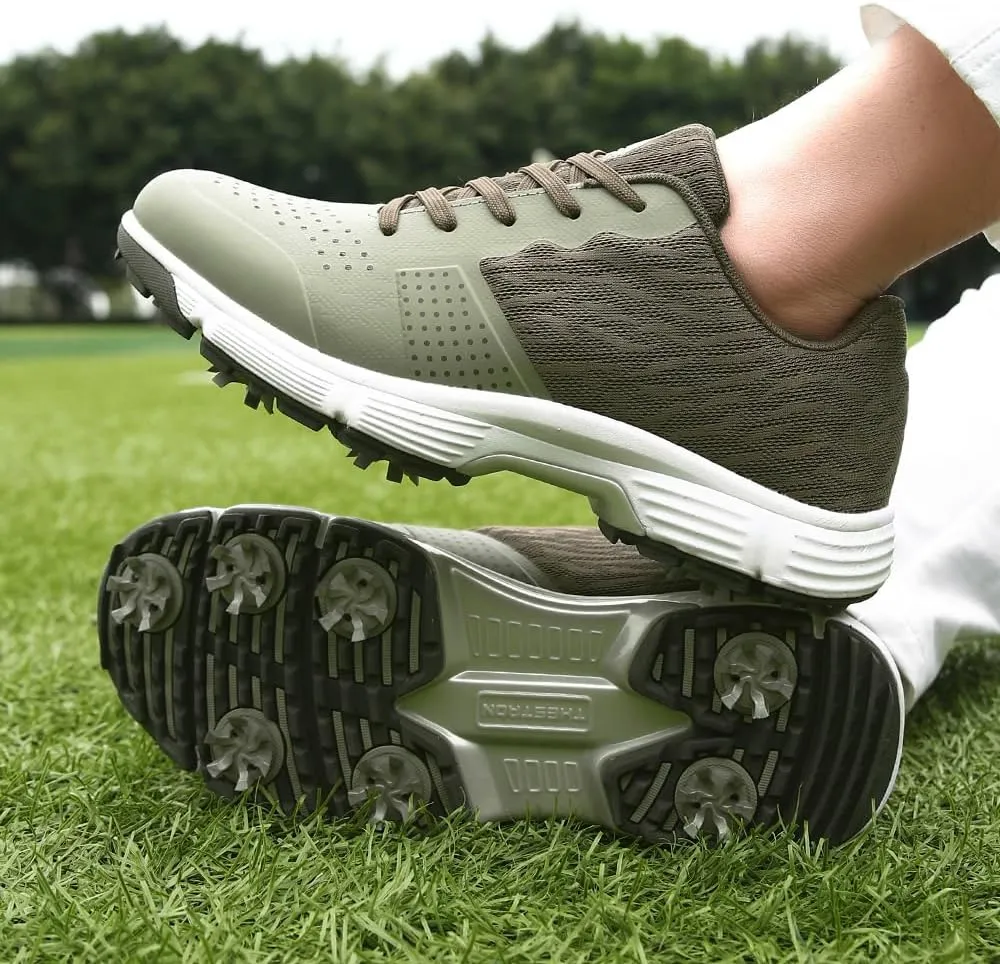 THESTRON Professional Golf Shoes for Men 7 Spikes Non-Slip Outdoor Golf Sport Training Sneakers Mens Comfortable Sport Shoes for Golfing Size 7-15