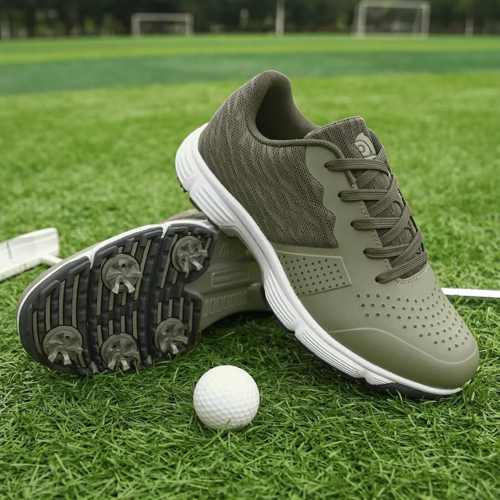 THESTRON Professional Golf Shoes for Men 7 Spikes Non-Slip Outdoor Golf Sport Training Sneakers Mens Comfortable Sport Shoes for Golfing Size 7-15