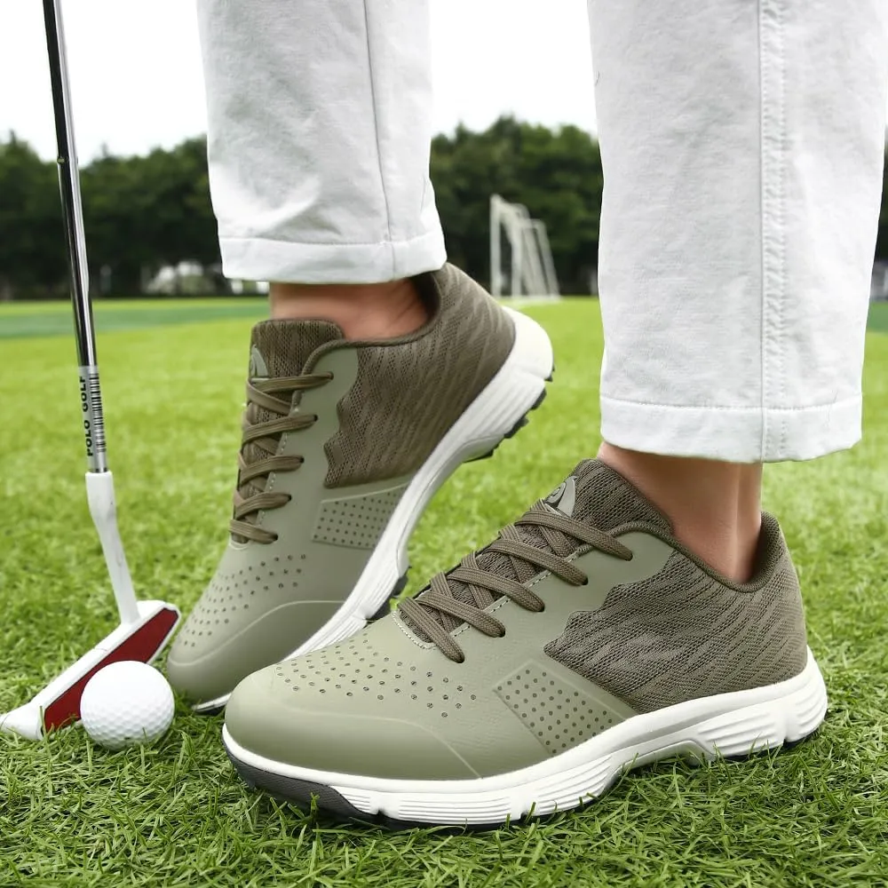 THESTRON Professional Golf Shoes for Men 7 Spikes Non-Slip Outdoor Golf Sport Training Sneakers Mens Comfortable Sport Shoes for Golfing Size 7-15