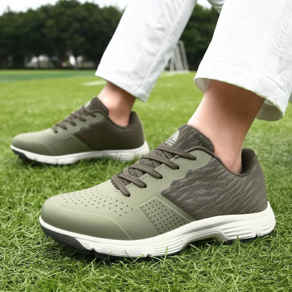 THESTRON Professional Golf Shoes for Men 7 Spikes Non-Slip Outdoor Golf Sport Training Sneakers Mens Comfortable Sport Shoes for Golfing Size 7-15