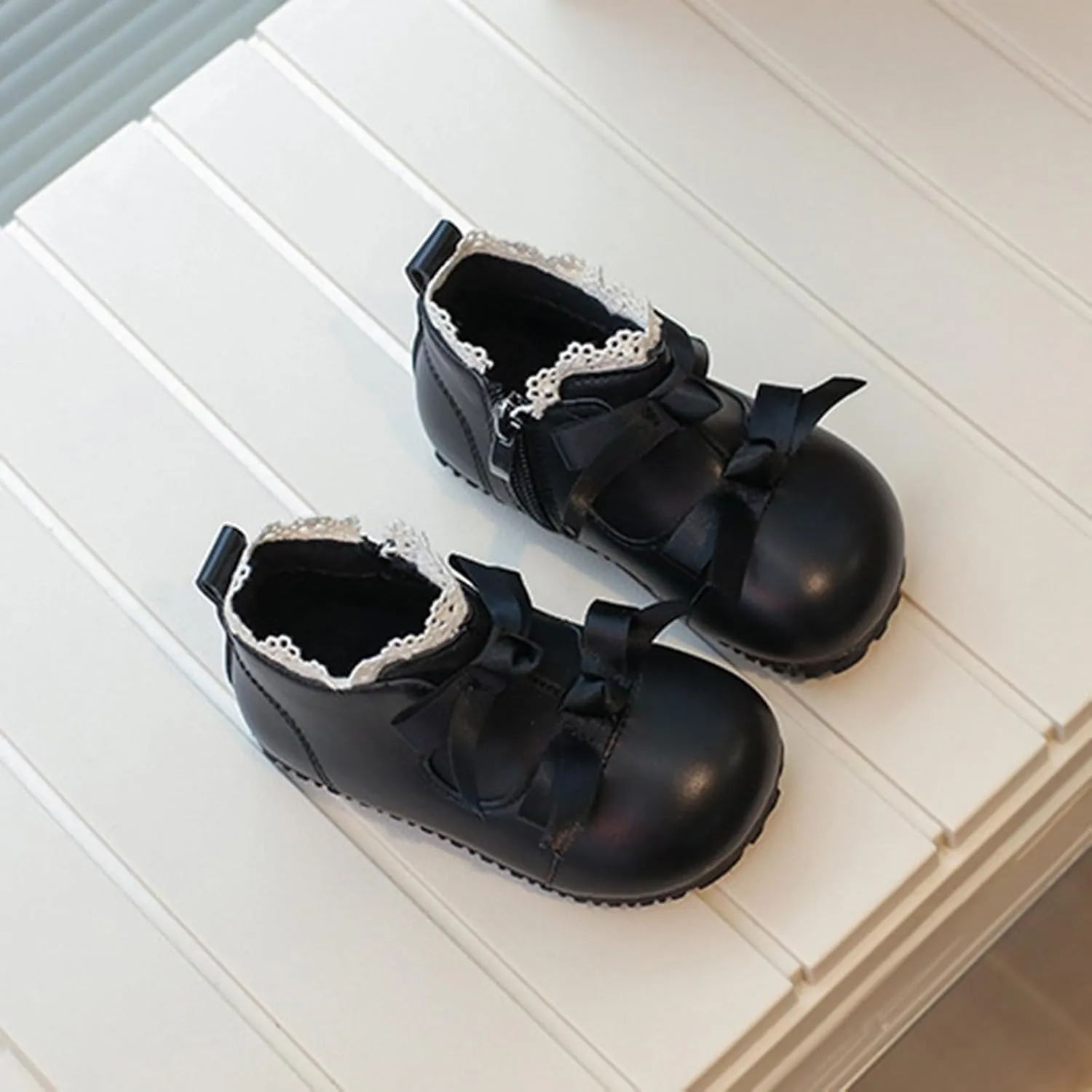 Toddler Little Girls Lace Bowtie Dress Shoes Wedding Pa𝗿𝘁y Mary Jane Ballerina Flat Teen Girls Sized 7 Boots
