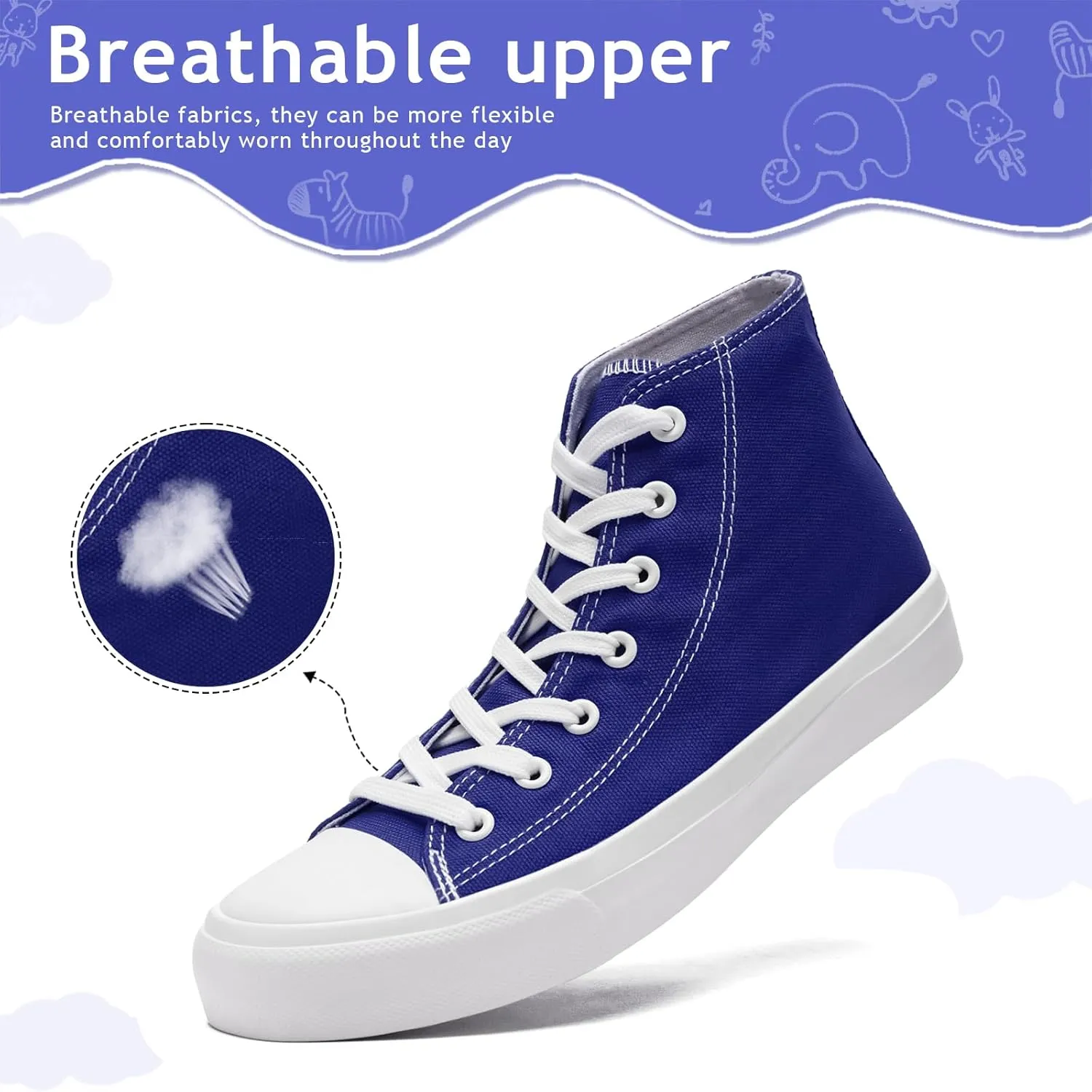 Toddler Sneakers for Girls Boys High Top Kids Lace Up Canvas Fashion Shoes Comfortable Classic Casual Running Walking Shoe